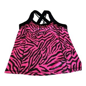 Xersion Womens Swim Top. Built in Bra. Fucia/ Black Size XL. Razor Back